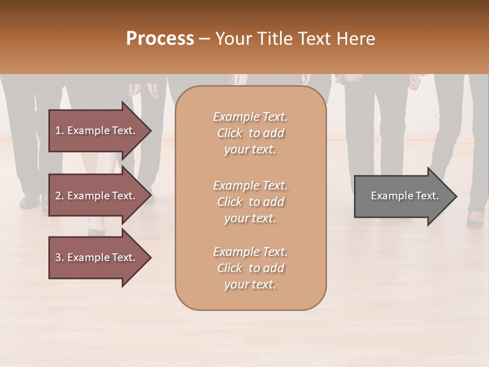 A Group Of Business People Walking Across A Wooden Floor PowerPoint Template