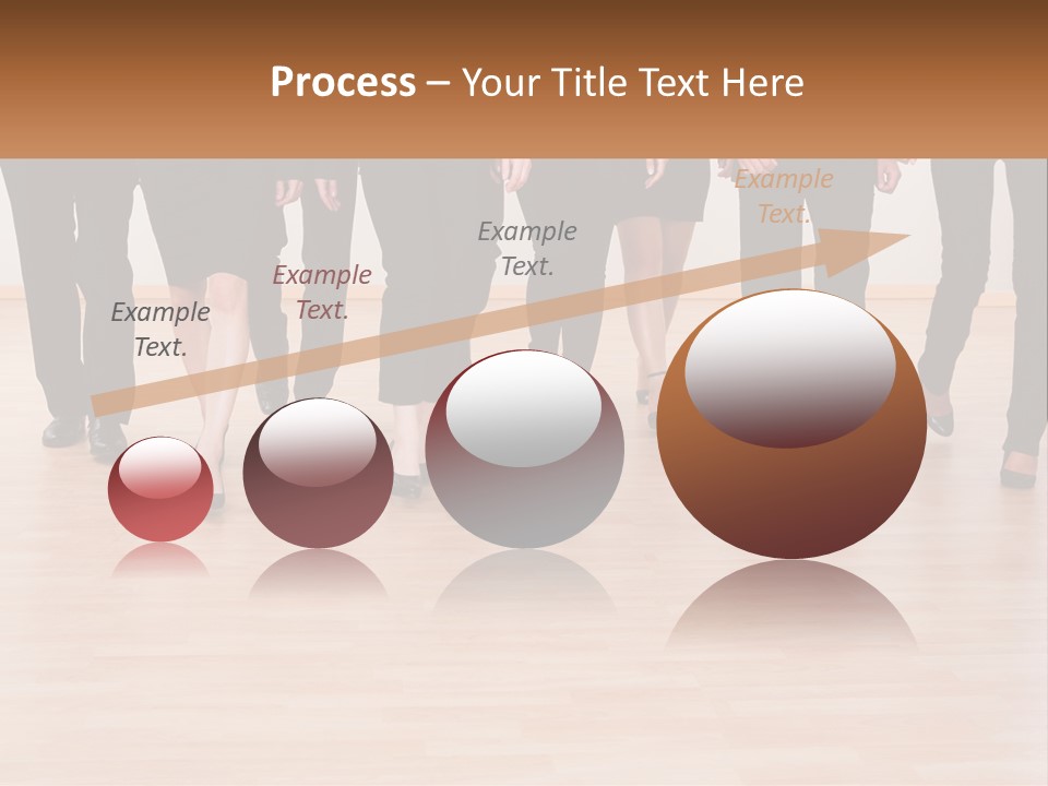 A Group Of Business People Walking Across A Wooden Floor PowerPoint Template