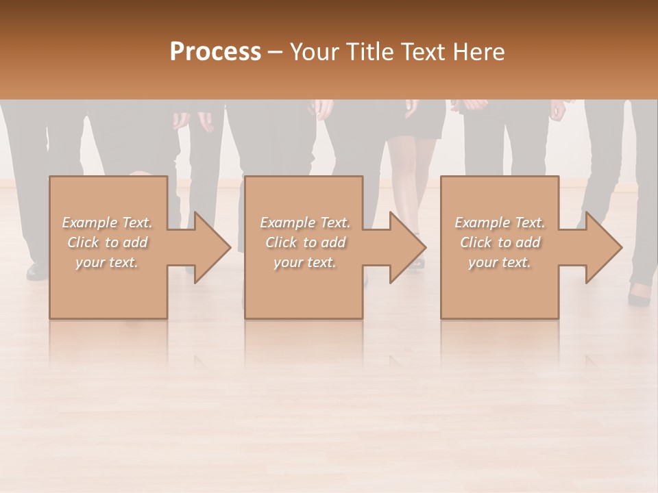 A Group Of Business People Walking Across A Wooden Floor PowerPoint Template