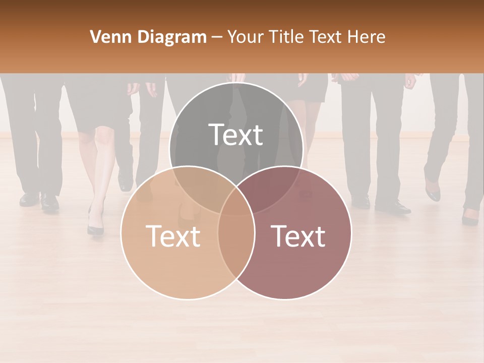 A Group Of Business People Walking Across A Wooden Floor PowerPoint Template