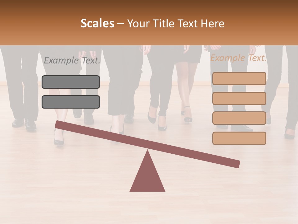 A Group Of Business People Walking Across A Wooden Floor PowerPoint Template
