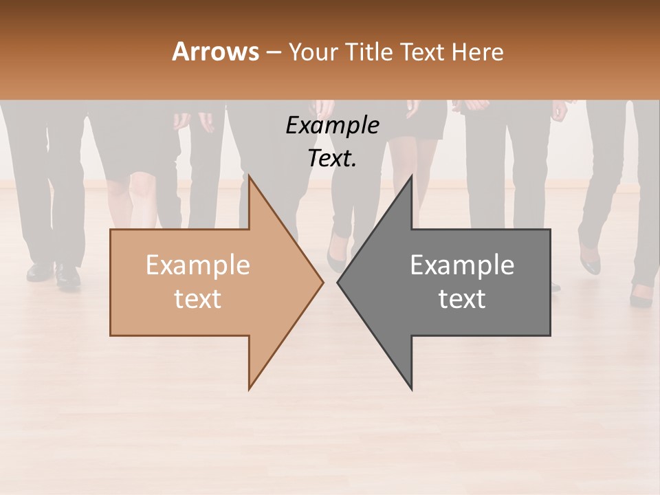 A Group Of Business People Walking Across A Wooden Floor PowerPoint Template