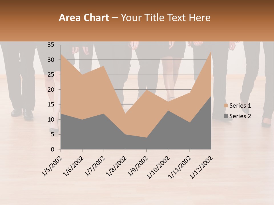 A Group Of Business People Walking Across A Wooden Floor PowerPoint Template
