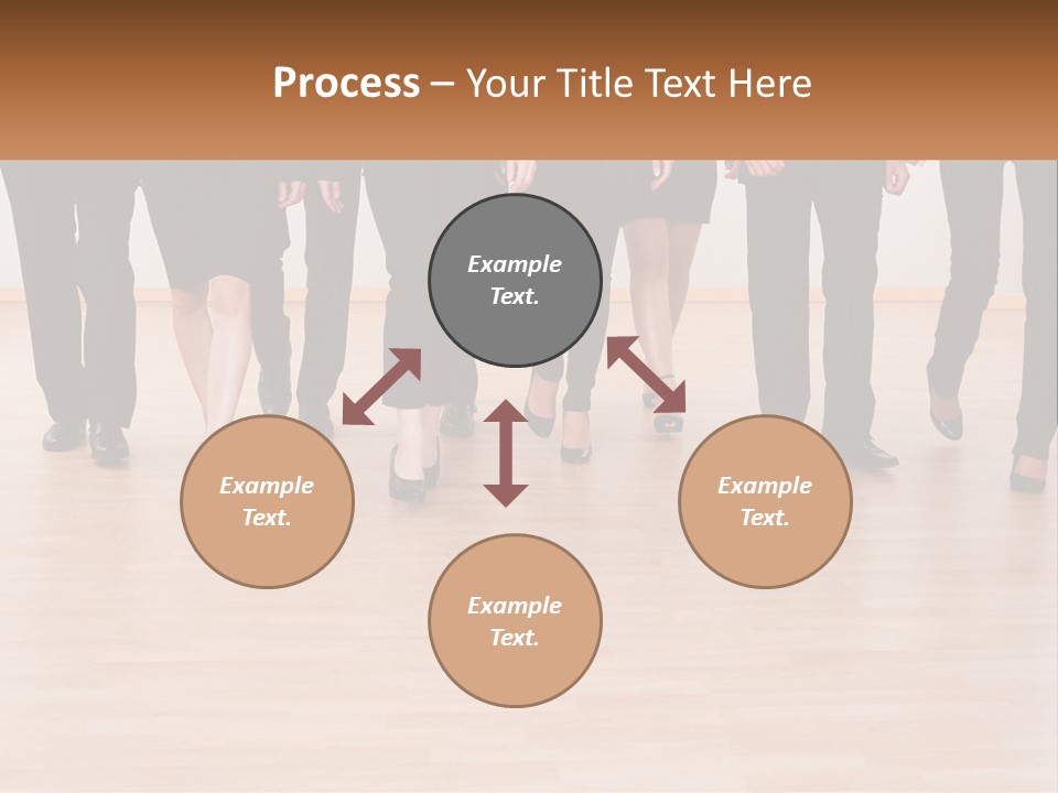 A Group Of Business People Walking Across A Wooden Floor PowerPoint Template