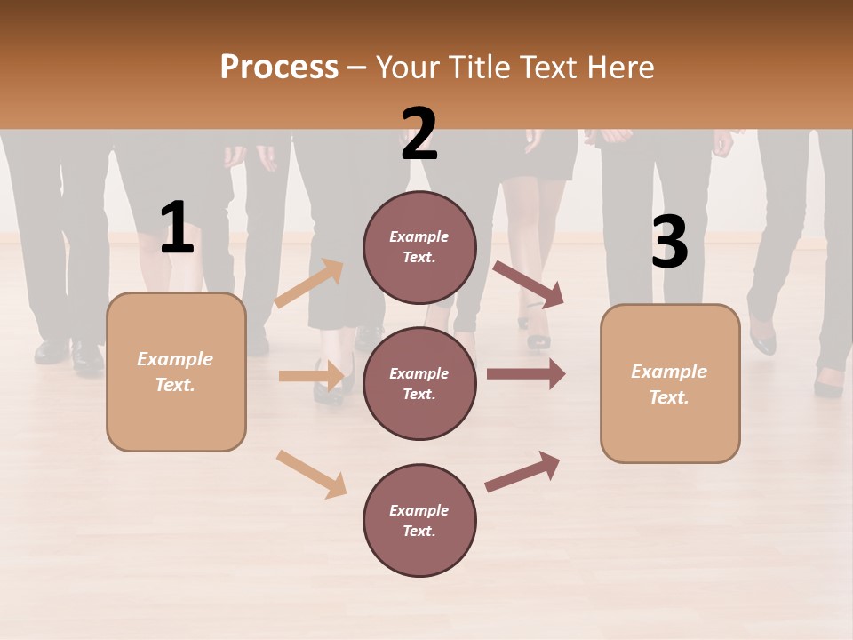 A Group Of Business People Walking Across A Wooden Floor PowerPoint Template
