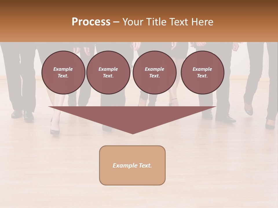 A Group Of Business People Walking Across A Wooden Floor PowerPoint Template