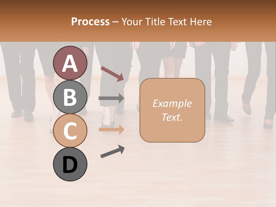 A Group Of Business People Walking Across A Wooden Floor PowerPoint Template