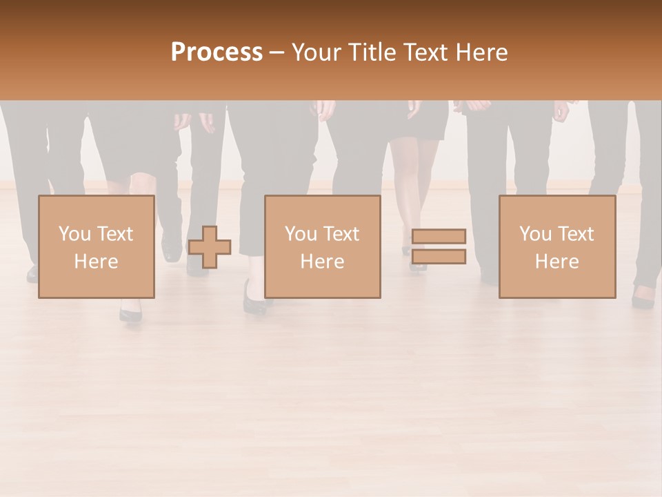 A Group Of Business People Walking Across A Wooden Floor PowerPoint Template