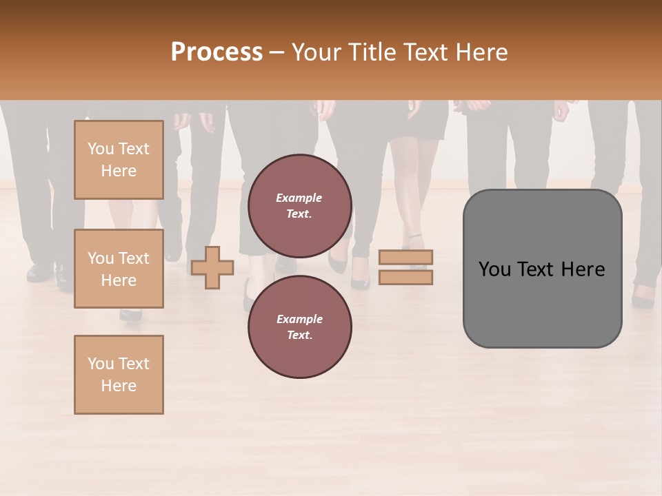 A Group Of Business People Walking Across A Wooden Floor PowerPoint Template