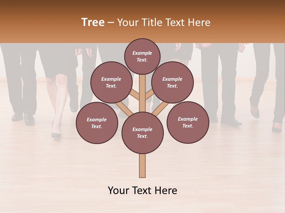 A Group Of Business People Walking Across A Wooden Floor PowerPoint Template