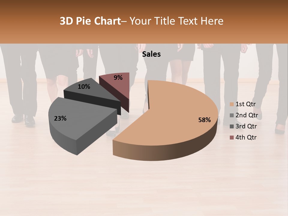 A Group Of Business People Walking Across A Wooden Floor PowerPoint Template