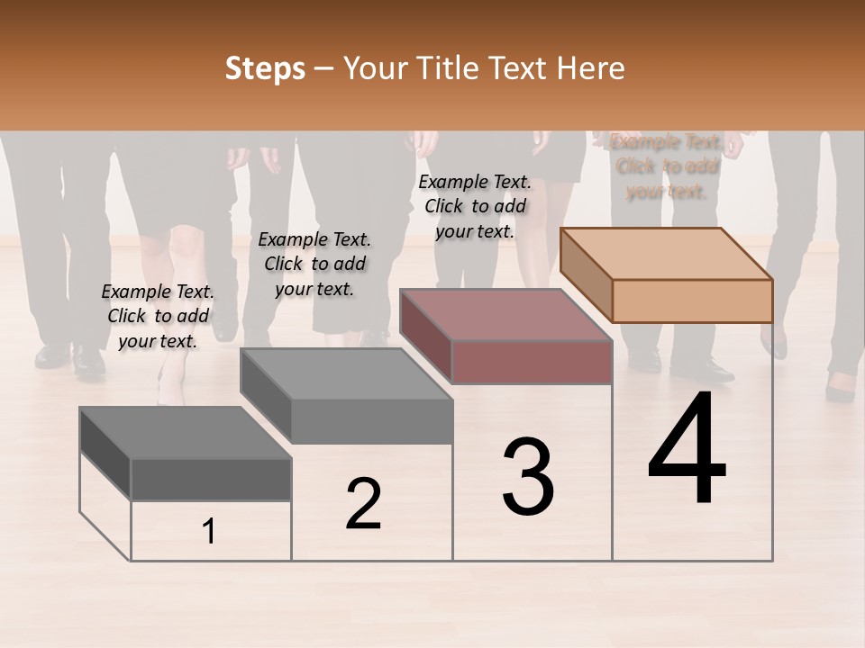 A Group Of Business People Walking Across A Wooden Floor PowerPoint Template