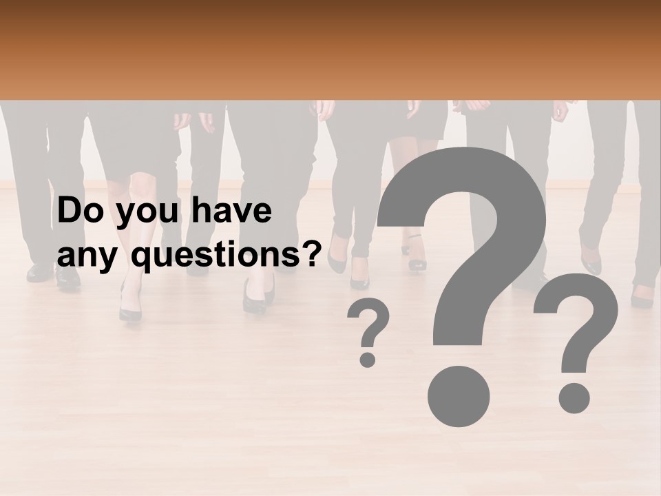 A Group Of Business People Walking Across A Wooden Floor PowerPoint Template