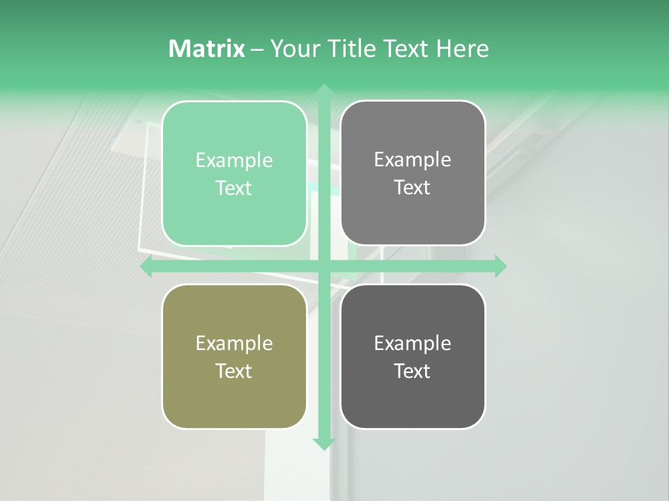 A Green And White Sign Hanging From A Ceiling PowerPoint Template