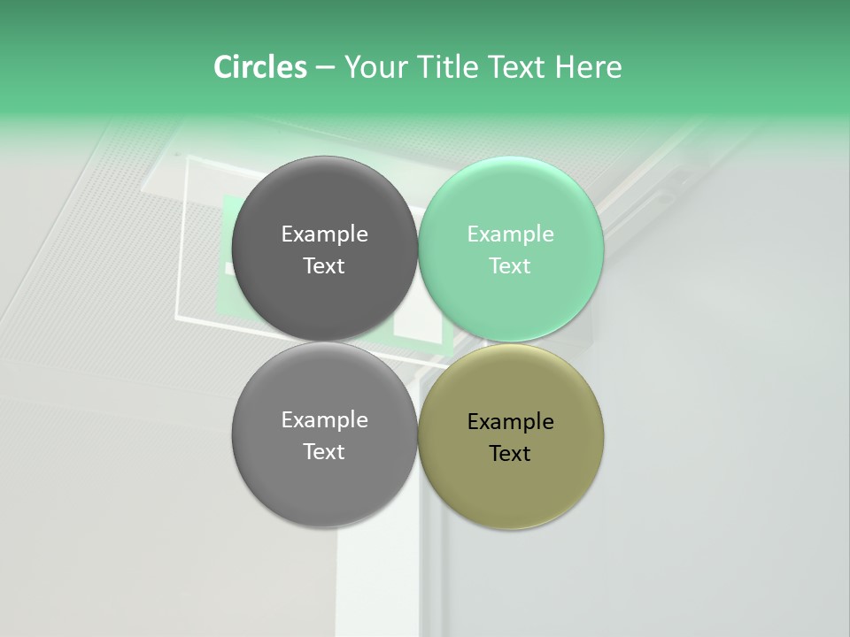 A Green And White Sign Hanging From A Ceiling PowerPoint Template