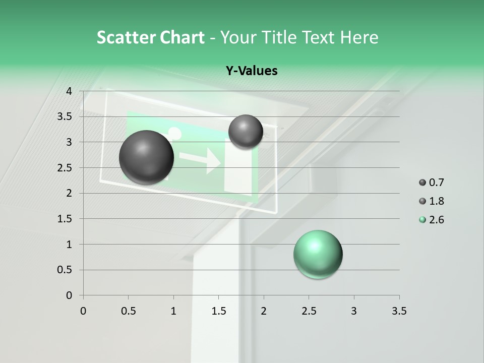 A Green And White Sign Hanging From A Ceiling PowerPoint Template