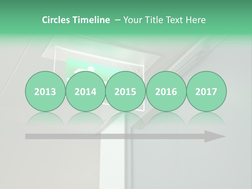 A Green And White Sign Hanging From A Ceiling PowerPoint Template