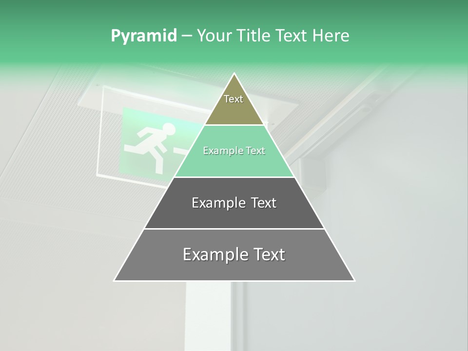A Green And White Sign Hanging From A Ceiling PowerPoint Template