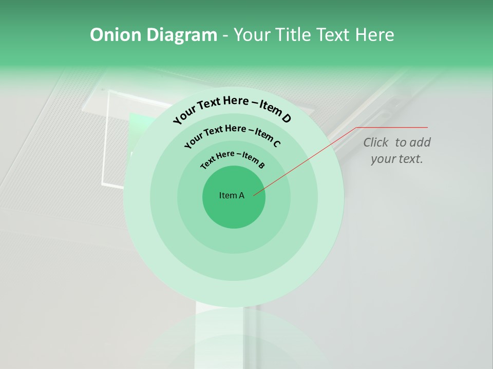 A Green And White Sign Hanging From A Ceiling PowerPoint Template