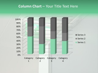 A Green And White Sign Hanging From A Ceiling PowerPoint Template