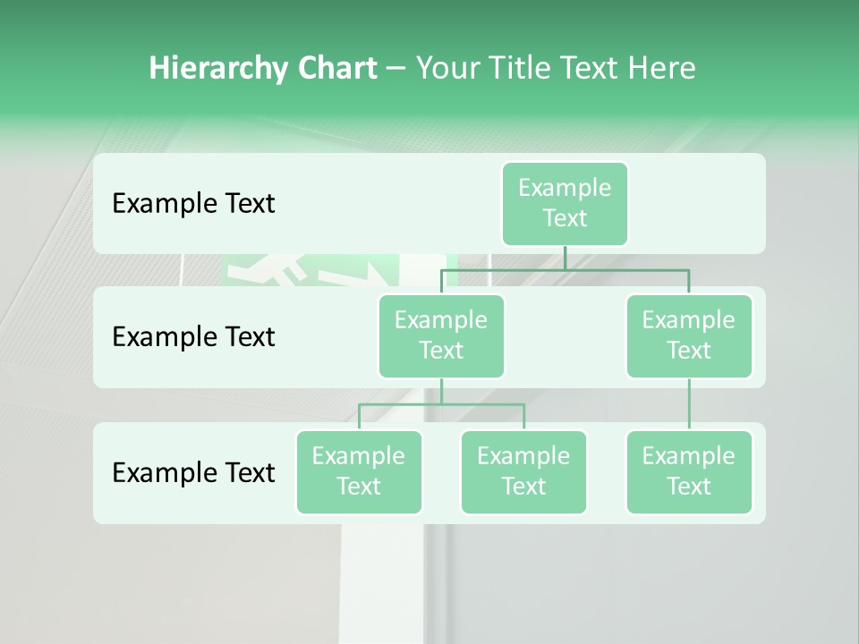 A Green And White Sign Hanging From A Ceiling PowerPoint Template
