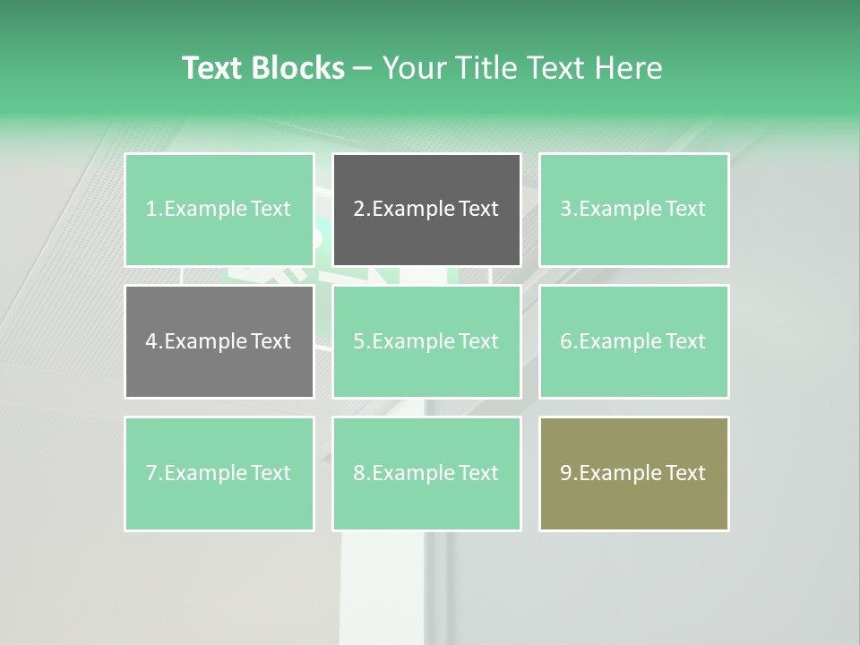 A Green And White Sign Hanging From A Ceiling PowerPoint Template