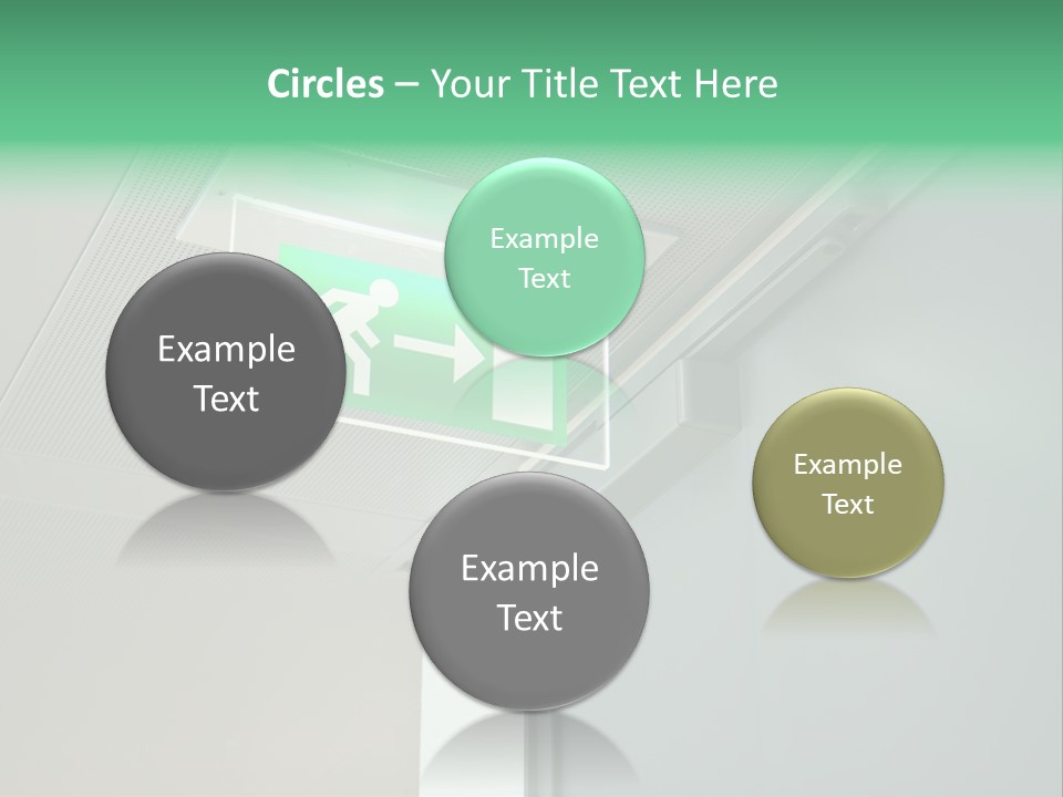 A Green And White Sign Hanging From A Ceiling PowerPoint Template