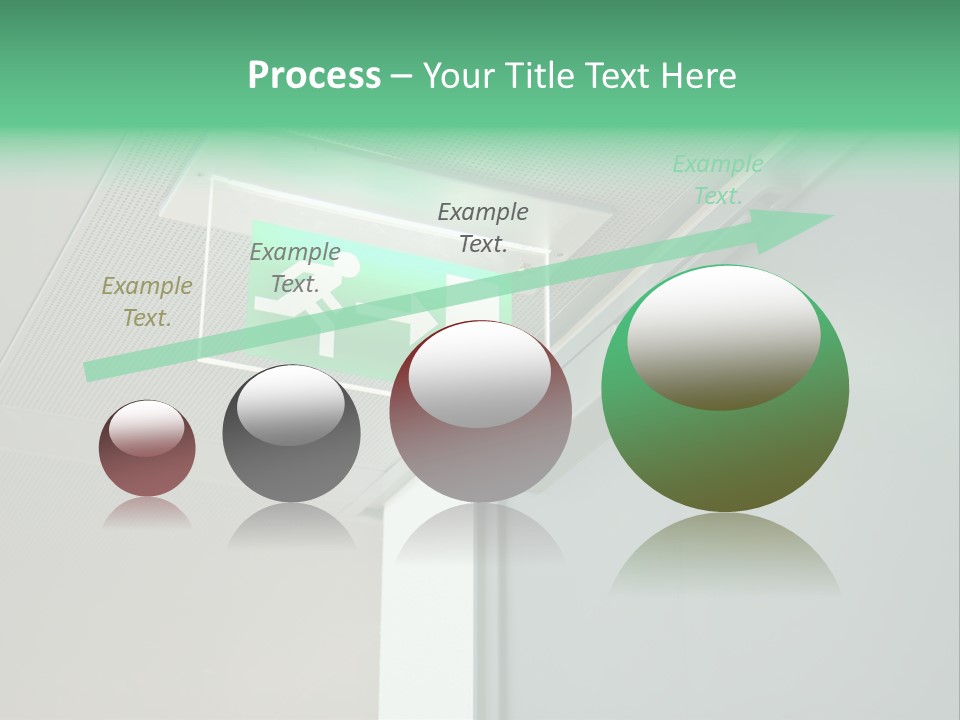 A Green And White Sign Hanging From A Ceiling PowerPoint Template