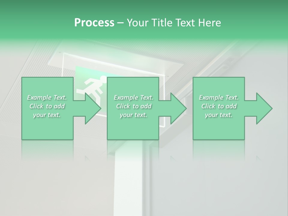 A Green And White Sign Hanging From A Ceiling PowerPoint Template