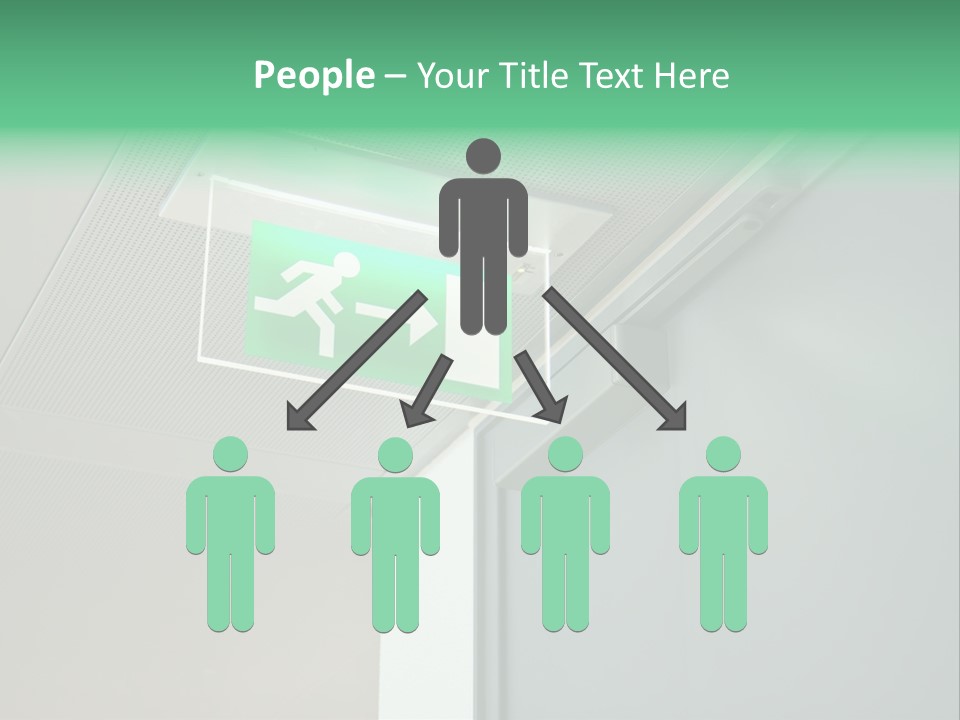 A Green And White Sign Hanging From A Ceiling PowerPoint Template