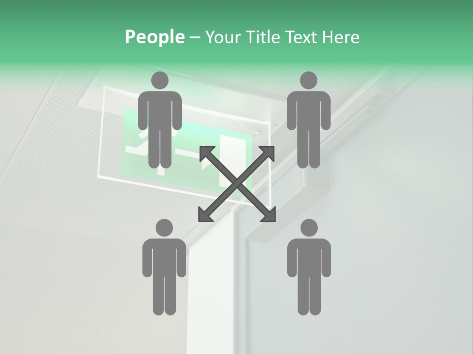 A Green And White Sign Hanging From A Ceiling PowerPoint Template