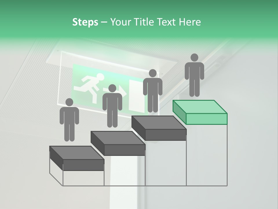 A Green And White Sign Hanging From A Ceiling PowerPoint Template
