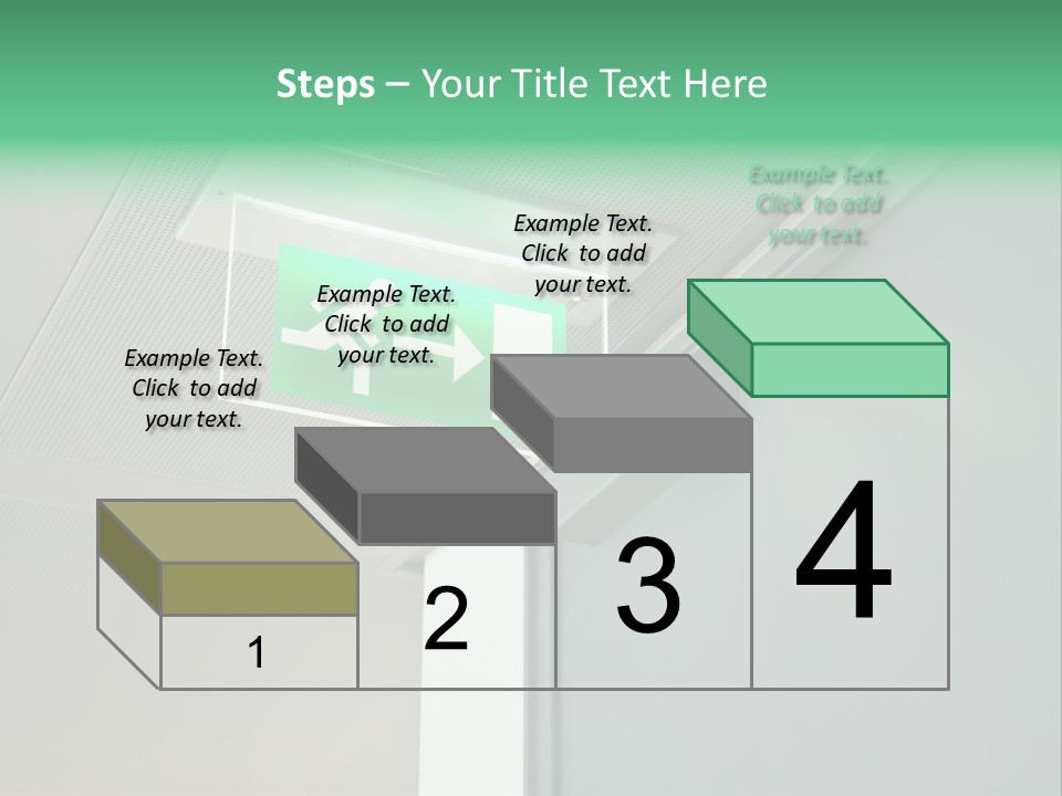 A Green And White Sign Hanging From A Ceiling PowerPoint Template