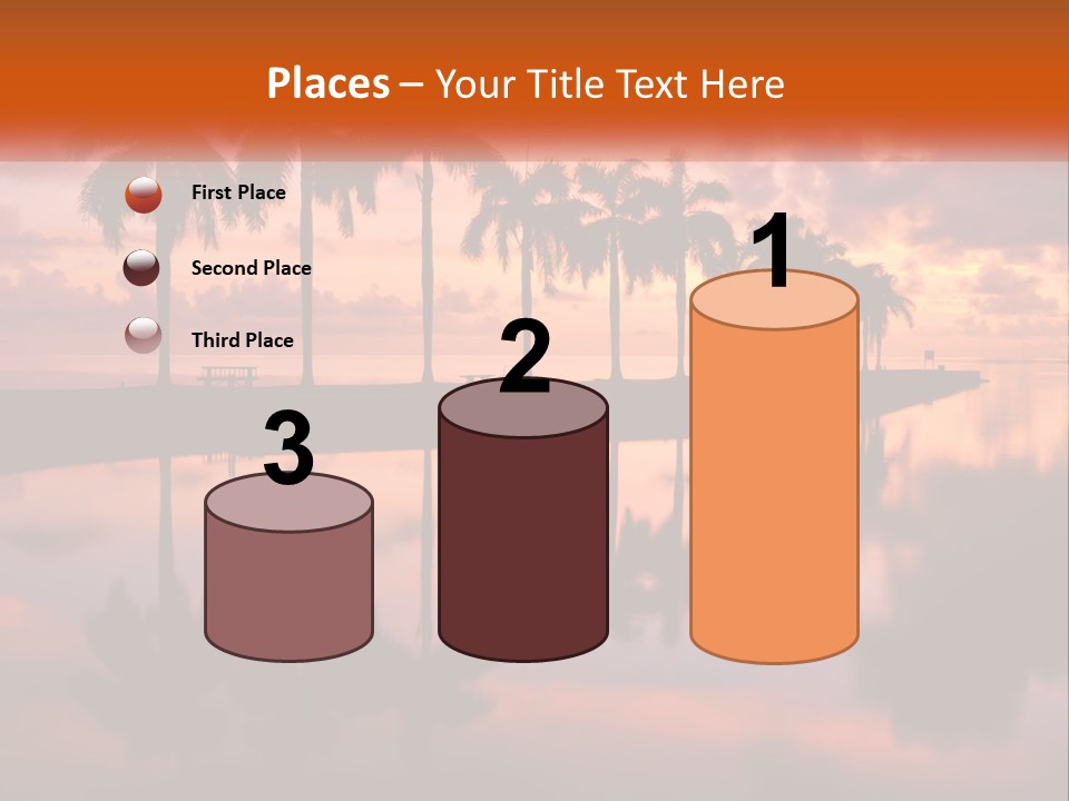 Palm Trees Are Reflected In The Water At Sunset PowerPoint Template