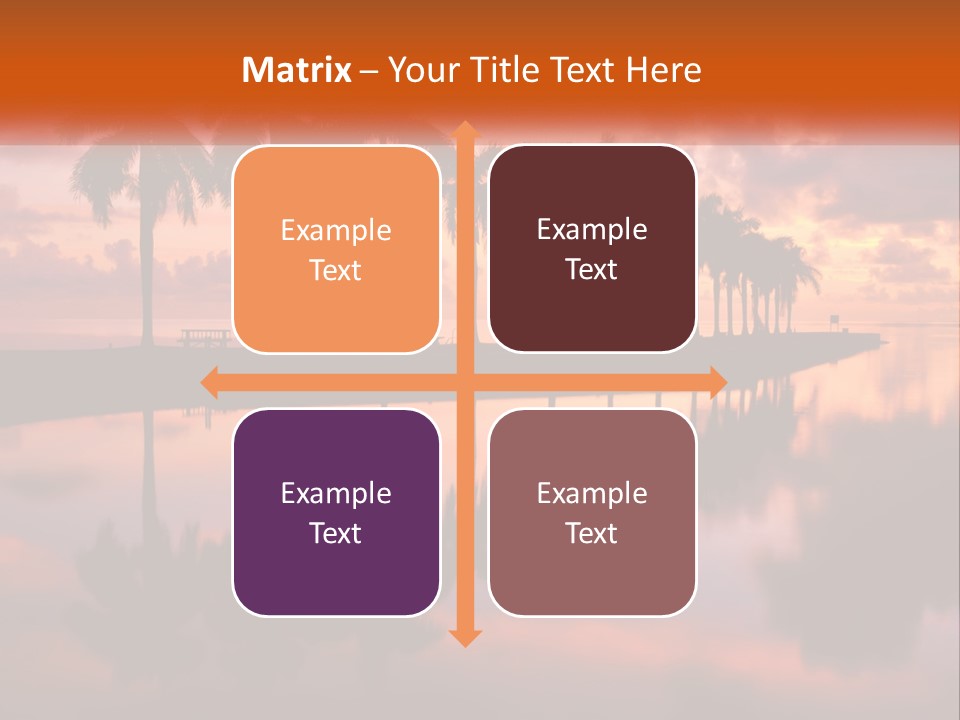 Palm Trees Are Reflected In The Water At Sunset PowerPoint Template