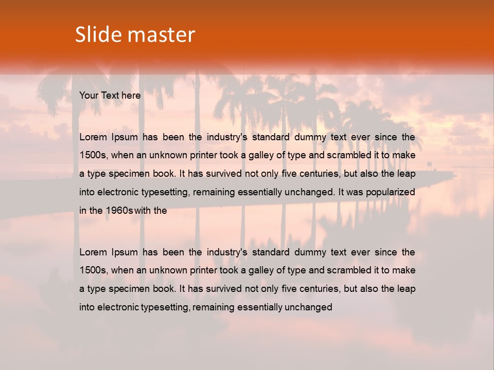 Palm Trees Are Reflected In The Water At Sunset PowerPoint Template