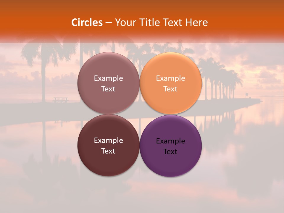 Palm Trees Are Reflected In The Water At Sunset PowerPoint Template