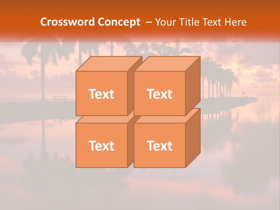 Palm Trees Are Reflected In The Water At Sunset PowerPoint Template