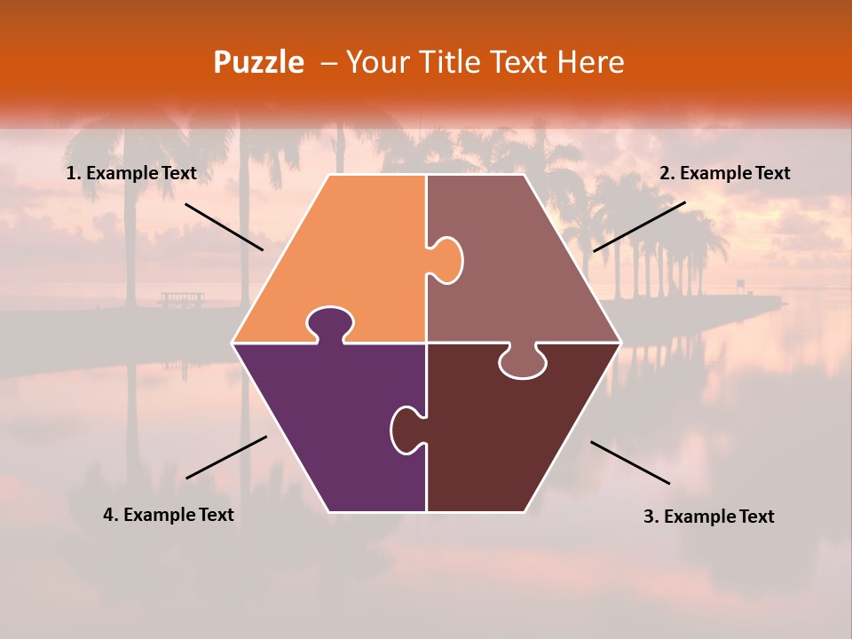Palm Trees Are Reflected In The Water At Sunset PowerPoint Template