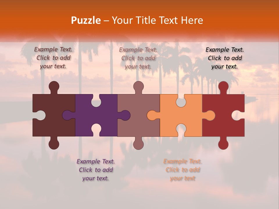 Palm Trees Are Reflected In The Water At Sunset PowerPoint Template