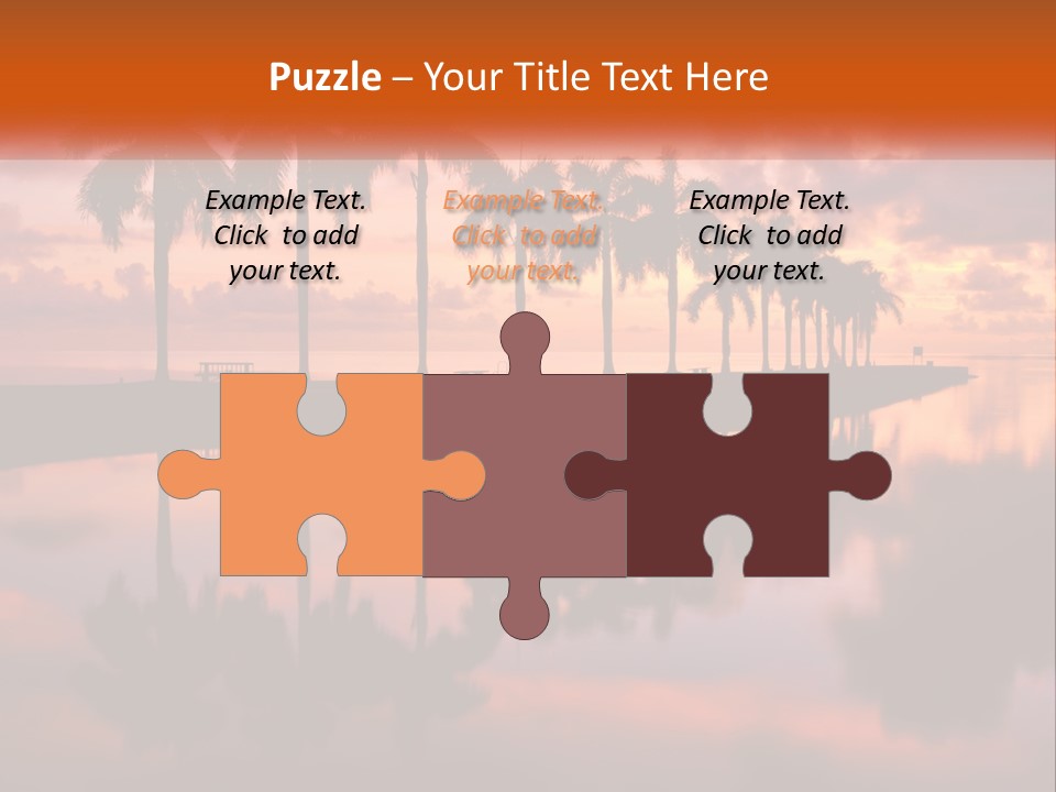 Palm Trees Are Reflected In The Water At Sunset PowerPoint Template