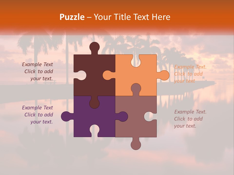 Palm Trees Are Reflected In The Water At Sunset PowerPoint Template