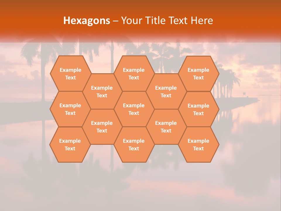 Palm Trees Are Reflected In The Water At Sunset PowerPoint Template