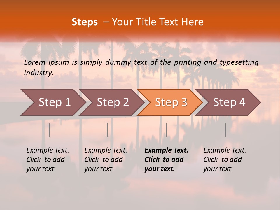 Palm Trees Are Reflected In The Water At Sunset PowerPoint Template