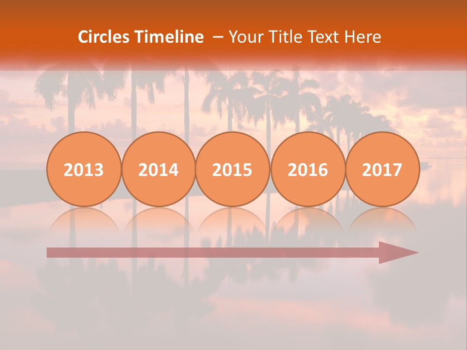 Palm Trees Are Reflected In The Water At Sunset PowerPoint Template