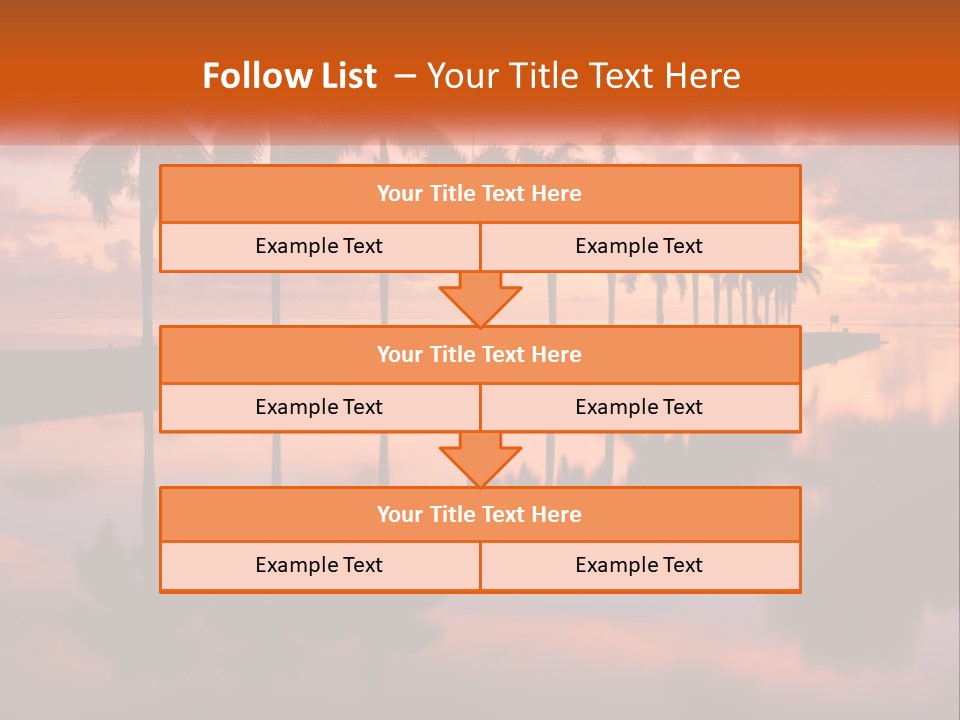 Palm Trees Are Reflected In The Water At Sunset PowerPoint Template