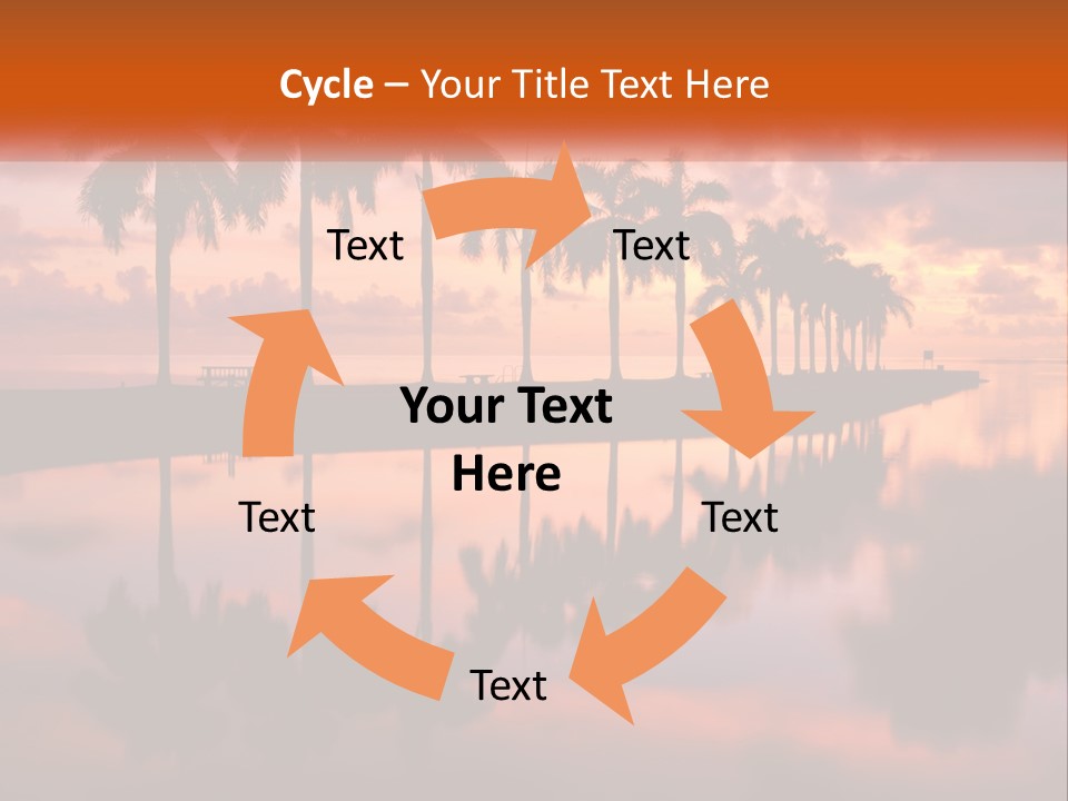 Palm Trees Are Reflected In The Water At Sunset PowerPoint Template