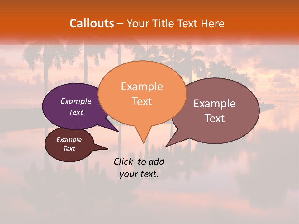 Palm Trees Are Reflected In The Water At Sunset PowerPoint Template