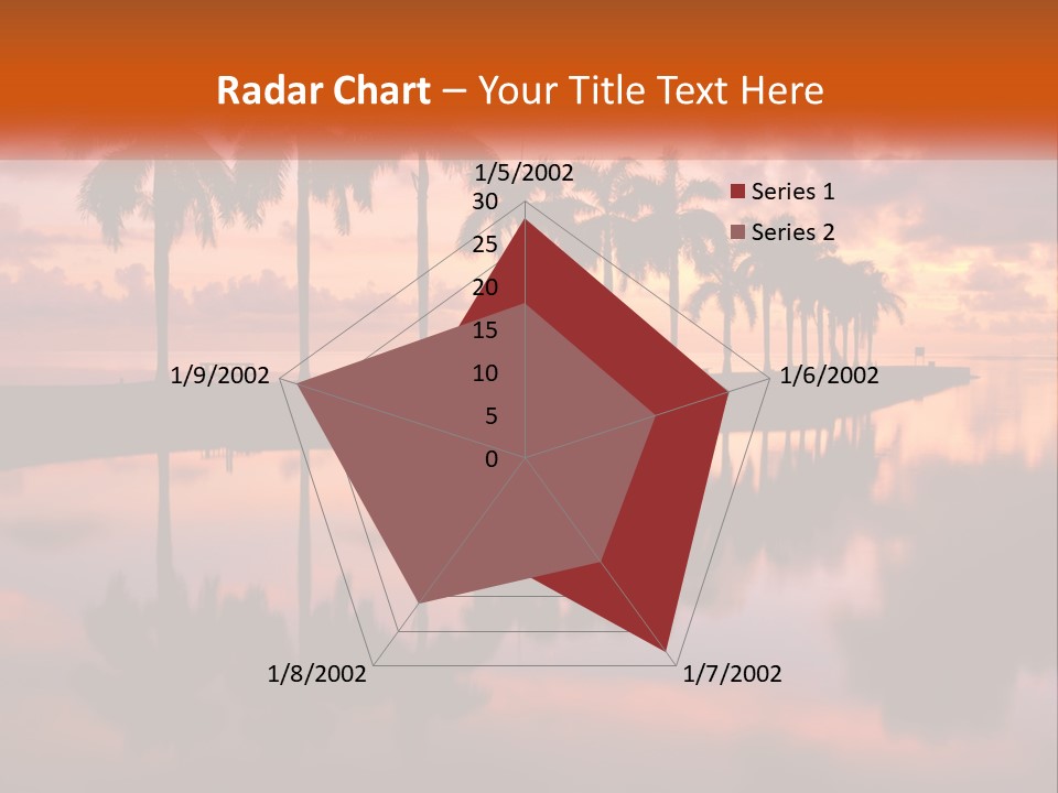 Palm Trees Are Reflected In The Water At Sunset PowerPoint Template