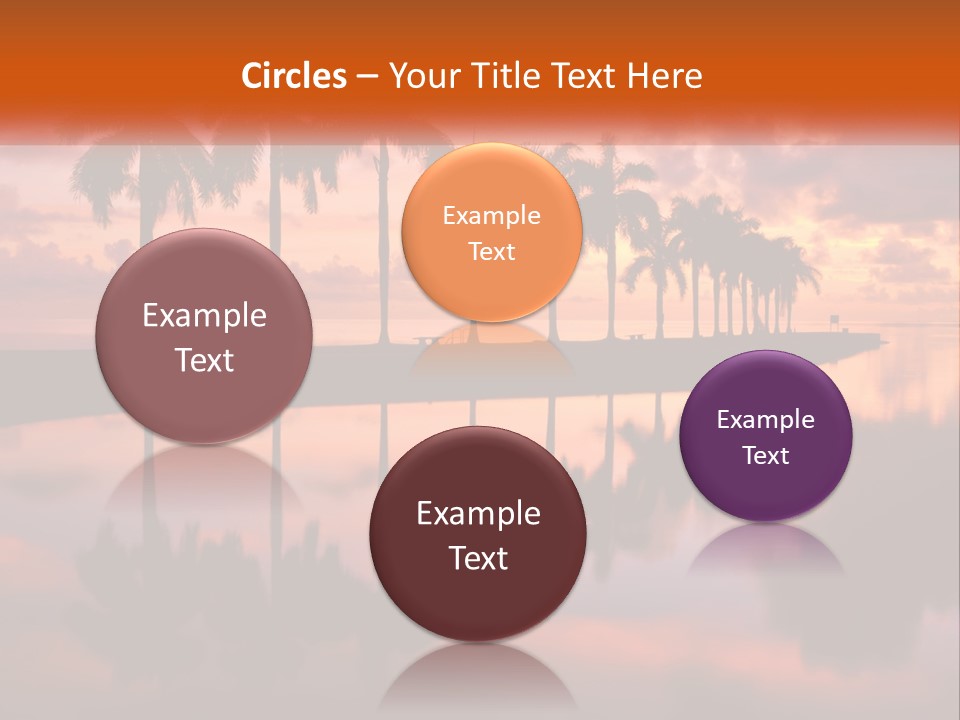 Palm Trees Are Reflected In The Water At Sunset PowerPoint Template